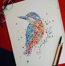 des animaux faits avec centaines de petits points couleurs dessins en pointilles idees dessin creatif palmier meilleurs livres coloriage pour adultes 2020