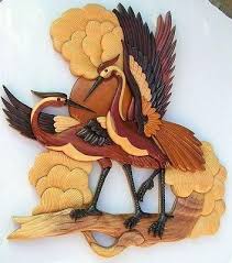 Flamingo Mates Intarsia Wood Picture On Wood Intarsia Wood Patterns