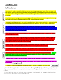 They are seated with their guests —army officers, and government attache´s with their wives, and a visiting american naturalist —in their spacious dining room. The Dinner Party Worksheets