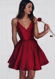 V Neck Simple Burgundy Homecoming Dress Custom Made Short Dance Dress Fashion Short Pro In 2020 Red Homecoming Dresses Simple Homecoming Dresses Satin Homecoming Dress