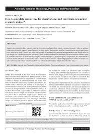 Pdf How To Calculate Sample Size For Observational And Experimental Nursing Research Studies