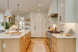 White oak flooring with medium oak cabinets modern wood kitchen. White Oak Modern Farmhouse Kitchen Novocom Top