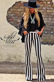 Black And White Striped Bell Bottom Jeans The Nettles Nfr Outfits Country Outfits Fashion