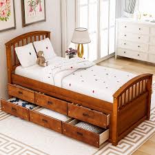 The abby 6 drawer solid wood bed with bookcase brings function and style to any room. Sentern Twin Size Platform Storage Captain Bed Solid Wood Bed With 6 Drawers Walmart Com Walmart Com
