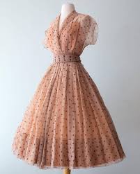 Late 40 S Adele Simpson New Look Crinkle Silk Chiffon Polka Dot Dress Vintage 1950s Dresses Vintage Dresses Fashion Dresses