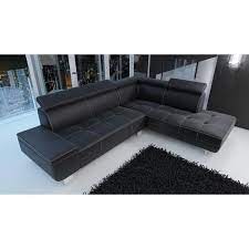 Canapé d angle moderne design. Canape D Angle Moderne Daylon Simili Cuir Noir Design Cdiscount Maison