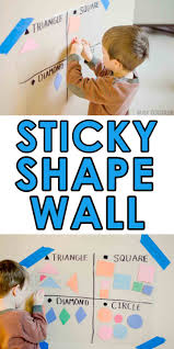 Sticky Shape Wall Busy Toddler Math Activities For Toddlers Toddler Lessons Toddler Math