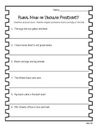 Plural Nouns Vs Possessive Nouns Practice Worksheet Plurals Possessive Nouns Nouns