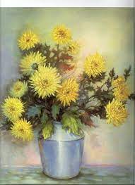 Pin By Anupama Rao On Natyurmort In 2020 Flower Painting Blue Vase Chrysanthemum Painting