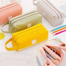Double Zipper Large Pencil Case Kawaii School Pencilcase Clear Big Pen Box For Girls Stationery Supplies Pencil School Pencil Case Pencil Bags Cute Pencil Case