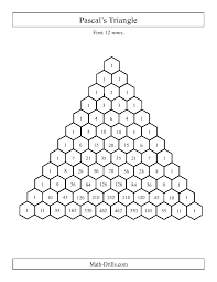 Pascal S Triangle First 12 Rows A Patterning Worksheet Pascal S Triangle Math Patterns Triangle Math