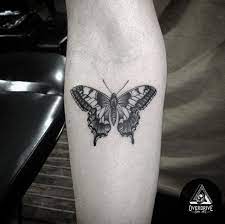 Blackwork Butterfly Tattoo On Forearm By Overdrive Skin Art Butterfly Tattoo Black Butterfly Tattoo Forearm Tattoos
