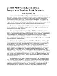 Cv untuk beasiswa bank indonesia. Contoh Motivation Letter Untuk Persyaratan Beasiswa Bank