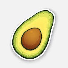 Half Avocado Fruit With Seed Inside Healthy Vegetarian Food Ingredient For Salad Green Sticker Aesthetic Stickers Cute Laptop Stickers