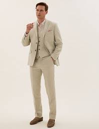 150s italian cut suits in good quality and finishing with hemming done in body and undone below waistline is given for custom fit details and made vested wool suits for men in 3 piece suits category of clothing line from italian cut suits varieties are highly sophisticated. Tailored Fit Italian Linen Miracle 3 Piece Suit