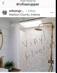 Vinyl Flooring On Shower Walls Diy Camper Remodel Vintage Camper Remodel Shower Wall