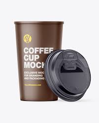 Download Big Matte Paper Coffee Cup With Plastic Cap Mockup Front View In Cup Bowl Mockups On Yellow Images Object Mockups