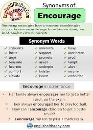 Another Word For Encourage Synonyms Of Encourage Stimulate Incite Urge Reassure Hearten Comfort Elevate Innervate Support Words Encouragement Synonym