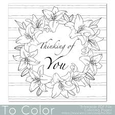 Thinking Of You Lilies Floral Coloring Page For Adults Pdf Jpg Instant Download Coloring Book Coloring Pages Fall Coloring Pages Abstract Coloring Pages