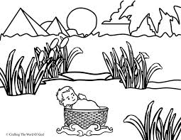 Printable baby moses basket coloring page. Moses Basket Coloring Pages