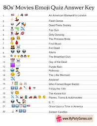 See more ideas about friday the 13th, . Free Printable 80s Movies Emoji Quiz