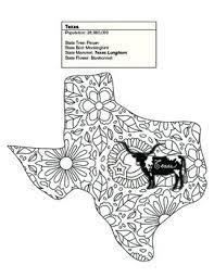 Texas state symbols coloring page. Black White Texas Map Coloring Sheet Contains State Facts By Edwin Donnelly