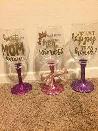 Diy Wine Glasses Wrote The Words The Way I Wanted On Loose Leaf Then Taped It To The Inside Of The Cup And Traced It I Us Glass Art Diy Wine