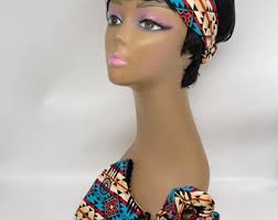 Conjunto de regalo de diadema de algodón Niceroy, mascarilla y coleteros,  diadema con estampado nativo para regalar a una amiga