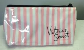pink white stripes makeup cosmetic bag