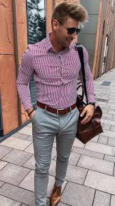 5 Simple Outfits You Can Wear On Repeat Pants Outfit Men Outfits With Striped Shirts Formal Men Outfit
