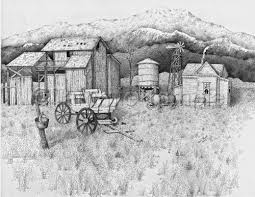 Abandoned Old Farmhouse Barn Landscape Drawings Barn Drawing Realistic Drawings
