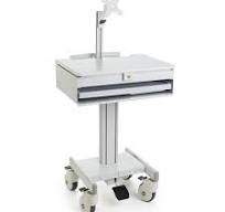 Mobile Medical Cart With Wheels – Pneumatic Height Adjustable (27.5-37”),  Stainless Steel Top, Lockable Casters