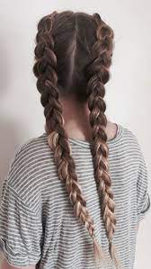 Cute Double Dutch Braids On Long Brown Hair Braiding Your Own Hair Long Hair Braids Tutorials Braids For Long Hair