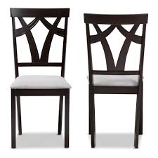 Baxton Studio Sylvia Grey And Dark Brown Fabric Dining Chair Set Of 2 2pc 8028 Hd The Home Depot