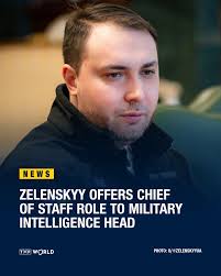 Ukraine's leadership could be poised for a major change after President  Volodymyr Zelenskyy said he has offered the chief of staff post to military  intelligence head Kyrylo Budanov.