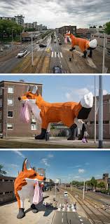 Gripping A Plastic Bag A Massive Fox By Artist Florentijn Hofman Towers Over Rotterdam In 2020 Public Art Public Sculpture Installation Art