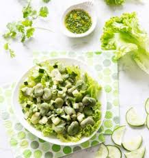 Salade Toute Verte Feves Concombre Vinaigrette Wasabi Coriandre Recette Recettes De Cuisine Recette Feves Coriandre Recette