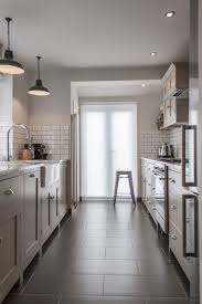 Galley Kitchen Shaker Cabinets Industrial Touches Galley Kitchen Design Trendy Kitchen Tile Kitchen Layout
