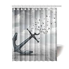 Achetez Gckg Nuatical Ocean Anchor Flying Birds Polyester Fabric Shower Curtain Bathroom Sets 6 Fabric Shower Curtains Shower Curtain Hooks Bird Shower Curtain