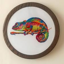 Save 40% on these cd bundles of cross stitch patterns. Fo Finally Finished This Rainbow Chameleon Crossstitch