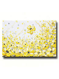 Giclee Print Art Yellow Grey Abstract Floral Painting Poppy Flowers Canvas Prints Gold White Wall Decor Yellow Wall Art Canvas Wall Art Coastal Wall Art