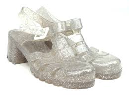 Details About Juju Womens Uk Size 7 Silver Glitter Clear Jelly Shoes