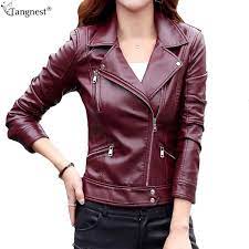 Us 42 48 Tangnest Leather Jacket 2018 Plus Size M 5xl Women Motor 2018 Jacket Leather M5xl Mo Leather Jackets Women Long Sleeves Jacket Leather Jacket
