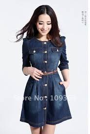 Brand Newest Vintage Fashion Women S Denim Dress Popular Lace Neck Ladies Jeans Casual Dresses Plus Sizes Womens Denim Dress Casual Dresses Plus Size Fashion