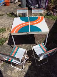 Vintage 60s 70s Folding Suitcase Picnic Table Chairs Camping Vw Campervan Ebay Picnic Table Camping Table Table And Chairs