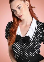 Hell Bunny Retro Vintage Polka Punkte Bluse "Naomi Blouse" in Schwarz ⋆  Vintage Vogue
