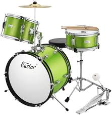 I've yet to outgrow my current entry level kit. Amazon Com Eastar 16 Inch 3 Piece Kids Drum Set Kit With Throne Cymbal Pedal Drumsticks Metallic Green Eds 280g Musical Instruments