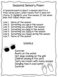 Seasonal Sensory Poem Defining Writing In 2020 Sensory Poem First Grade Poems Poetry Lessons