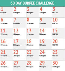 30 day burpee challenge 30 day workout challenge 30 day