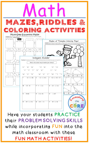 Fun With Math Fluency Mazes Riddles Coloring Pages Middle School Math Sixth Grade Math Fun Math Worksheets